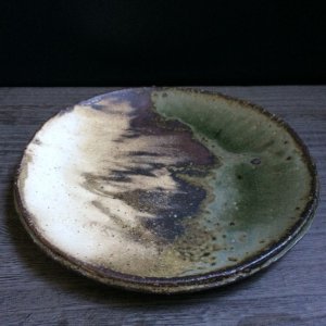 画像2: 粉引灰釉丸皿 21cm