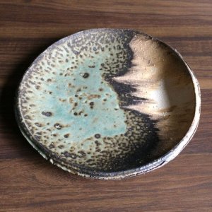 画像2: 粉引灰釉丸皿 22cm