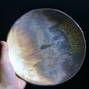画像1: 粉引灰釉丸皿 21cm