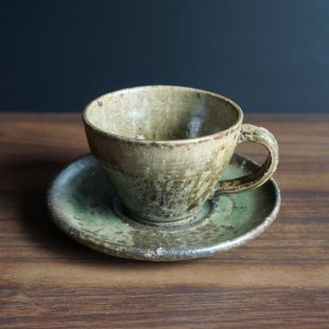 画像1: 灰釉コーヒー碗皿