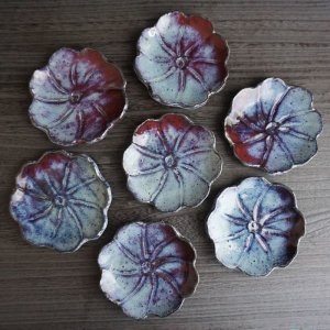画像1: 紫雲釉コスモス小皿