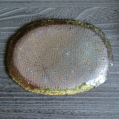 画像: 灰釉筋紋楕円皿