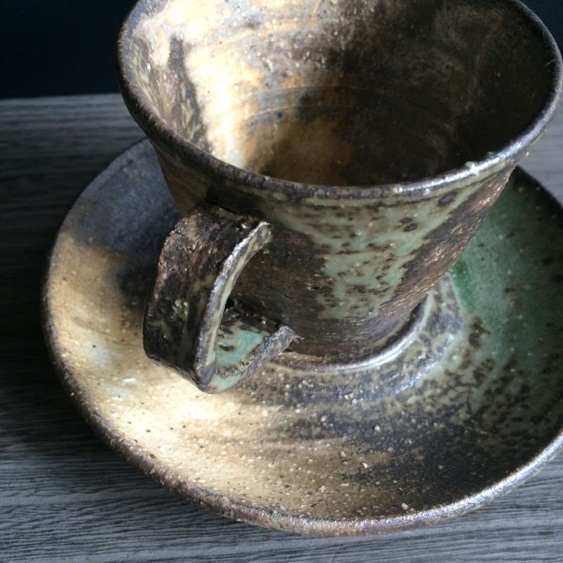画像: 粉引灰釉コーヒー碗皿