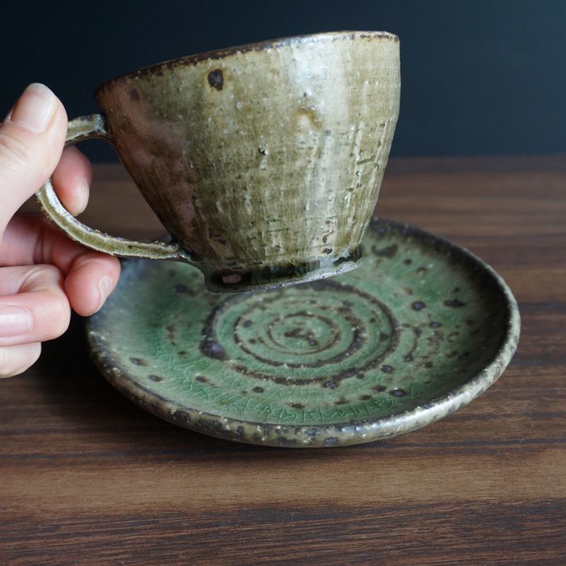 画像: 灰釉コーヒー碗皿