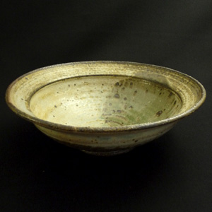 画像1: 粉引灰釉リム盛鉢